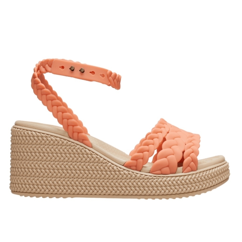 Crocs Wedge Sandal with Braided Coral Straps - Picture 3 of 6